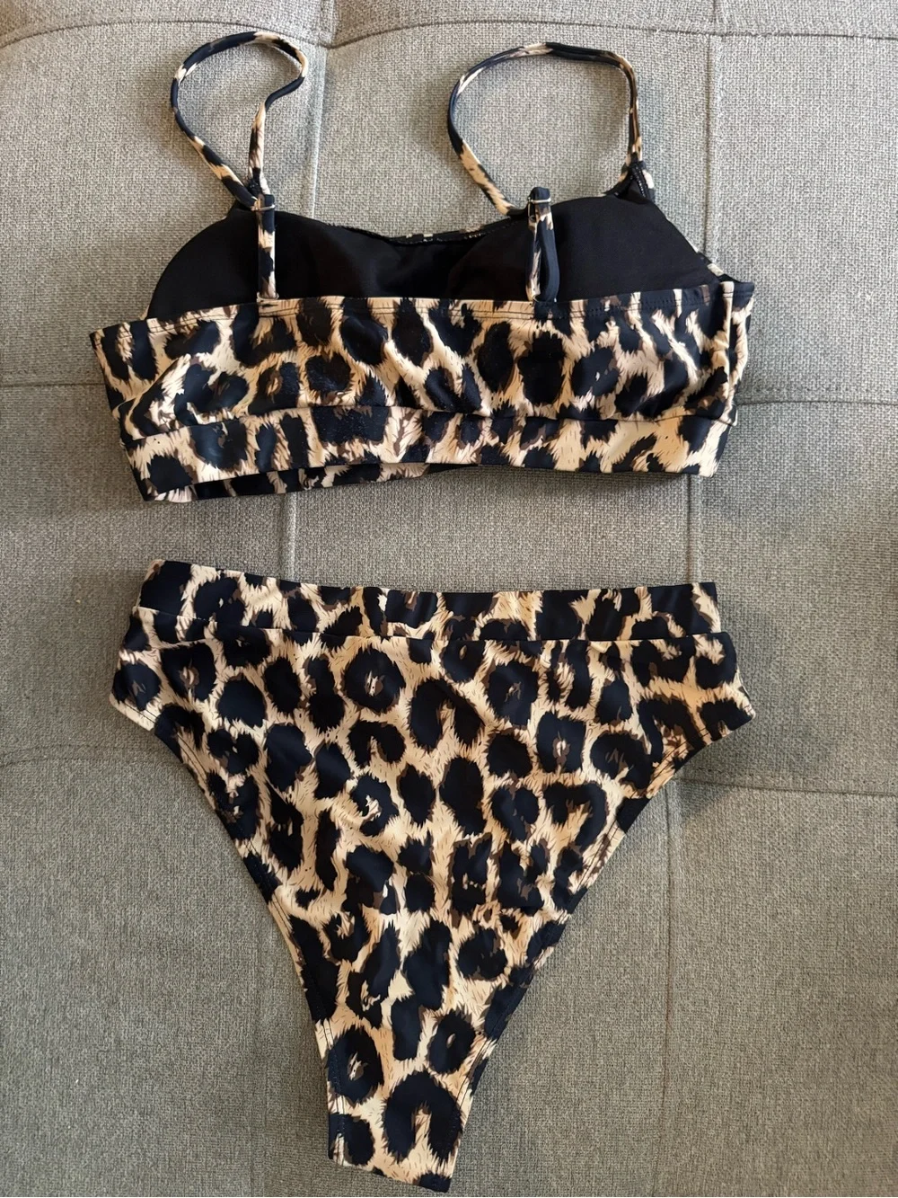 Leopard Print Two-Piece Bikini Set - Black & Tan - Picture 2 of 2